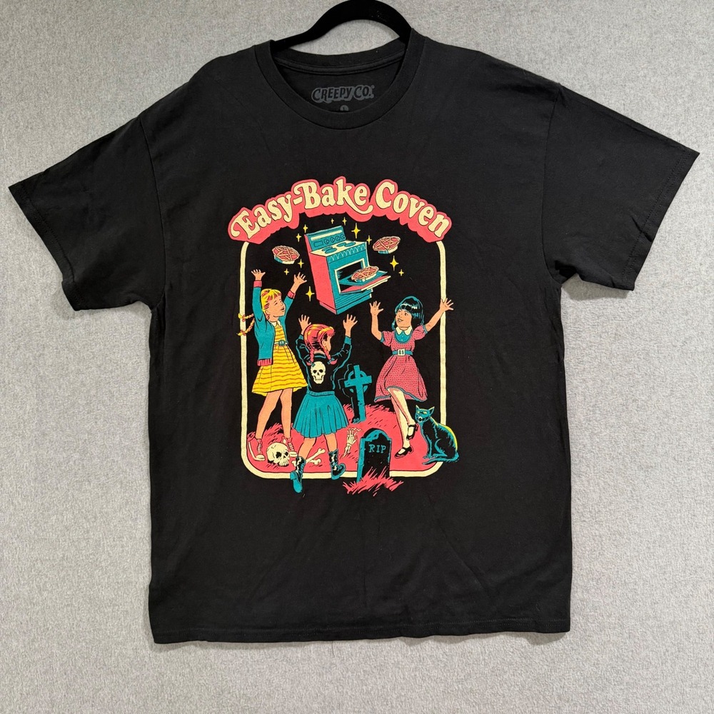 Creepy Co Easy-Bake Coven Graphic T-Shirt Black Goth Large Horror Occult